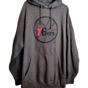 Philadelphia 76ers Hoodie Gray Adult 5XL Majestic Hood Pocket Cotton Poly Blend
